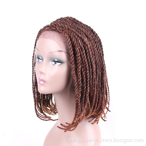 Short Braided Senegalease Braids Wigs for Black Women Synthetic Hair Cosplay African American Women's Wig